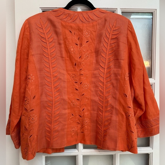 Lily & Taylor Couture 100% Linen Tangerine Orange Blazer Women’s Size 18 EUC! - Picture 6 of 14